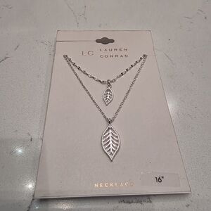 Kohl's LC Lauren Conrad Double Layer Silver Leaf Necklace Set